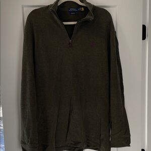 Polo by Ralph Lauren Men's Dark Green Zip-Up Sweater
